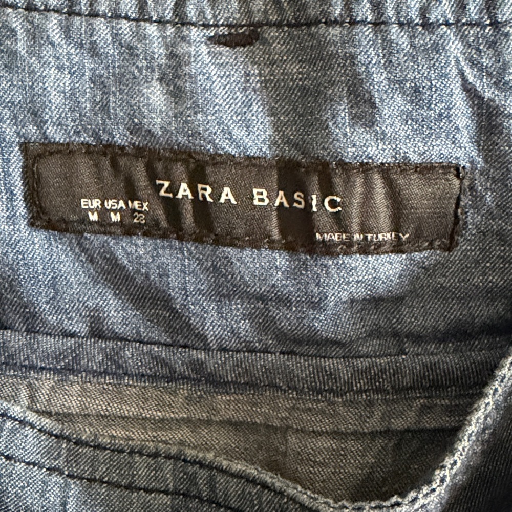 Zara Blue Denim Midi Pleated Skirt with Belt - Picture 7 of 7